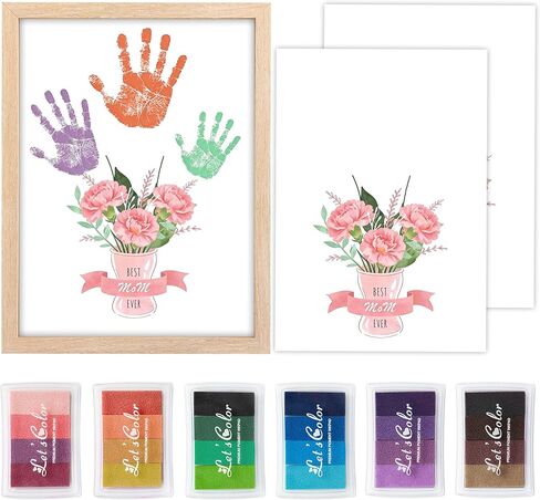 J6&H6 30 Pcs Mothers Day Crafts Wooden Flower Photo Frame DIY Craft Kit, Mothers Day Crafts Bulk with 5 Styles Colored Diamond Stickers for Class Activitie Handmade Gifts (Flower Photo Frame) in Saudi Arabia