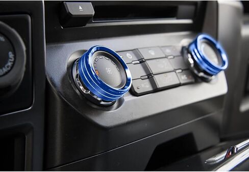 Premium Blue Aluminum Knob Covers Trim Set for 2015-2019 Ford F150 XLT - 6PCs AC/4WD/Trailer/VOL Switch Button Covers + Rings | Interior Upgrade Accessories (Excludes 2021-2022 Models) - Blue in Saudi Arabia