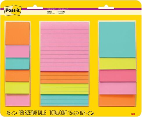 ورق ملاحظات لاصق قابل لإعادة التدوير للغاية من Post-it (4423-15SSMIA)، أحجام متنوعة، 15 لوحة ملاحظات لاصقة، 2x قوة الالتصاق، مجموعة ألوان Supernova Neons in Saudi Arabia