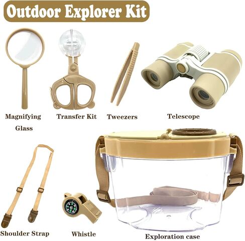 Bug Catcher Kit for Kids, 6 Pcs Kids Bug Catching Kits, Outdoor Nature Explorer Kit, Science Educational Kits with Tweezers, Magnifying Glass, Binoculars for Boys Girls in Saudi Arabia