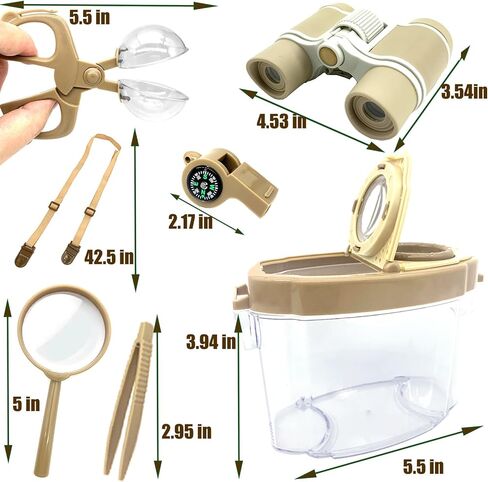 Bug Catcher Kit for Kids, 6 Pcs Kids Bug Catching Kits, Outdoor Nature Explorer Kit, Science Educational Kits with Tweezers, Magnifying Glass, Binoculars for Boys Girls in Saudi Arabia