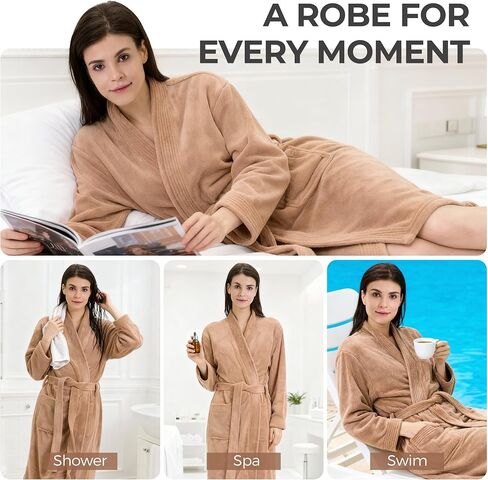 Towel Robe for Women – Soft Absorbent Kimono Bathrobe, Quick-Dry Spa Shower & Hotel Use in Saudi Arabia