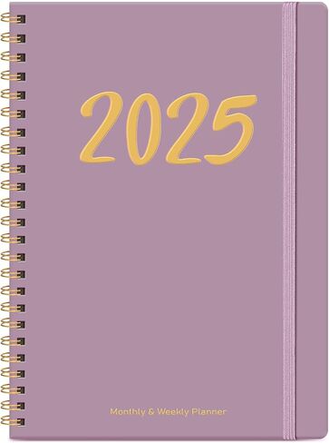 2025 Planner, Weekly and Monthly Planner Spiral Bound, Jan 2025 - Dec 2025, Hardcover 2025 Calendar Planner Book with Tabs, Inner Pocket, Perfect for Office Home School Supplies - A5 (6.3" x 8.5"), Purple in Saudi Arabia