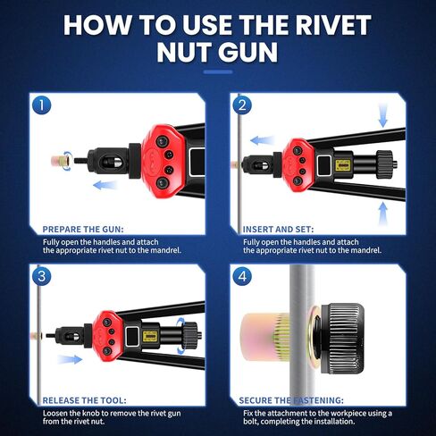 16-Inch Professional Rivet Nut Kit,Heavy Duty Rivnut/Nutsert Tool with Quick-Change Mandrels,Lever Rivet Nut Gun with Stroke Indicator,Threaded Insert Tool w/15 Mandrels & 170 Nutserts,Carrying Case in Saudi Arabia