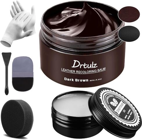 Black Leather Recoloring Balm, Leather Color Restorer Conditioner, Leather Repair Kits for Vinyl Furniture, Sofa, Car Seats, Shoes - Repair Leather Color on Faded & Scratched Leather Couches in Saudi Arabia