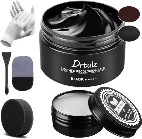 Black Leather Recoloring Balm, Leather Color Restorer Conditioner, Leather Repair Kits for Vinyl Furniture, Sofa, Car Seats, Shoes - Repair Leather Color on Faded & Scratched Leather Couches in Saudi Arabia