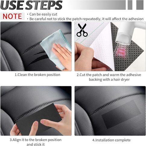 4PCS New Perforated Self Adhesive Leather Repair Patch,8"x4" Breathable Leather Repair Tape Patch for Car Seats/Couches/Vinyl,Thickened PU Leathers Seat Patches for Car in Saudi Arabia