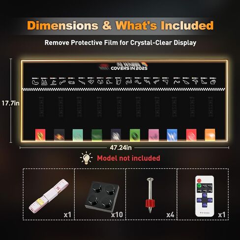 47.2 x 17.7 in Remote-Controlled LED Display Wallboard Compatible with LEGO F1 Speed Champions 10-Car Collection Set 66802, Supports Up to 15 lbs (Models Not Included) in Saudi Arabia