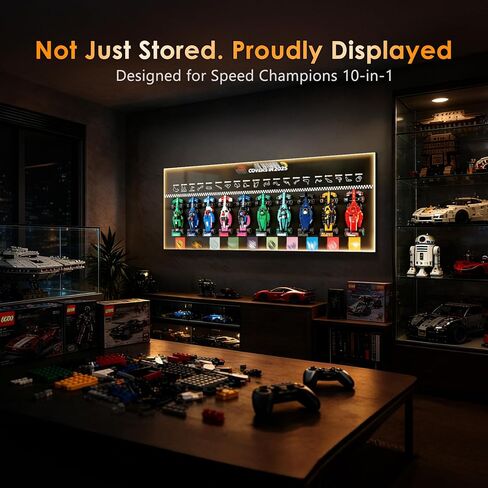 47.2 x 17.7 in Remote-Controlled LED Display Wallboard Compatible with LEGO F1 Speed Champions 10-Car Collection Set 66802, Supports Up to 15 lbs (Models Not Included) in Saudi Arabia
