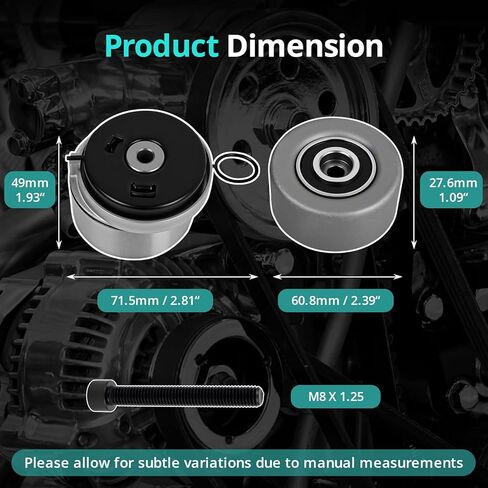 Timing Belt Tensioner Kit, Compatible with C hevy Cruze 2010-2015 Limited 2016 Sonic 2012-2018 Aveo 2007-2014 AVEO5 2009-2011 Astra 2006-2008 P ontiac G3 2007-2010, Includes 24422964 24436052 55574864 in Saudi Arabia