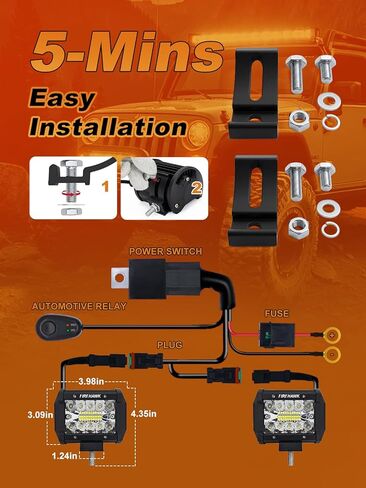 HIKARI WINGS 2026 New 4 Inch LED Light Bar 2PCS, 30,000LM Off Road, 30W Spot Flood Combo Beam, IP68 Waterproof with 12V/24V Wiring Harness Kit for Driving Truck Pickup SUV ATV UTV in Saudi Arabia