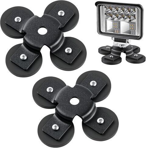 Magnetic Light Bar Base Mounts, 2 Pack Heavy Duty Universal Mounting Bracket with Strong Magnet for Off Road Lamp, Roof Lights, Fog Lights on SUV, Truck, Jeep(4 Base Mount) in Saudi Arabia
