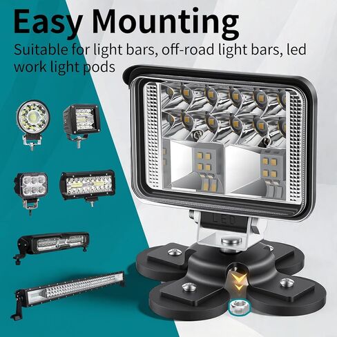 Magnetic Light Bar Base Mounts, 2 Pack Heavy Duty Universal Mounting Bracket with Strong Magnet for Off Road Lamp, Roof Lights, Fog Lights on SUV, Truck, Jeep(4 Base Mount) in Saudi Arabia