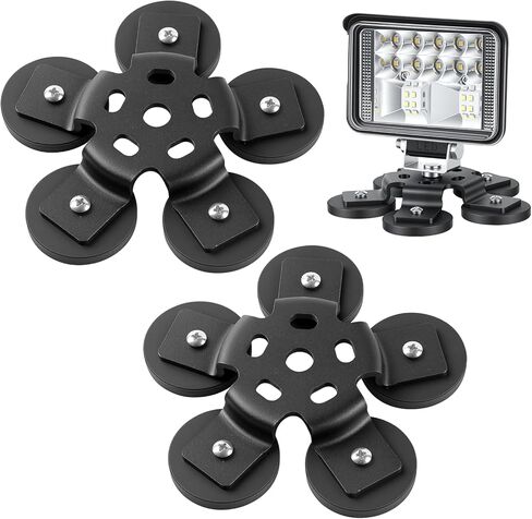 Magnetic Light Bar Base Mounts, 2 Pack Heavy Duty Universal Mounting Bracket with Strong Magnet for Off Road Lamp, Roof Lights, Fog Lights on SUV, Truck, Jeep(4 Base Mount) in Saudi Arabia