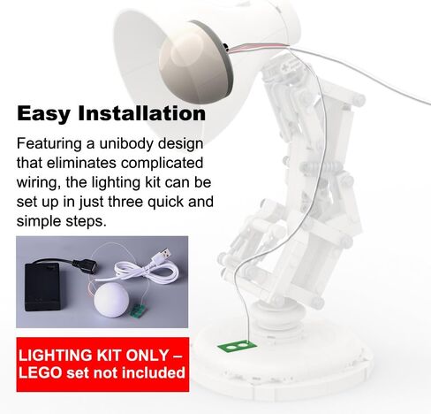 مجموعة إضاءة مكعبات البناء متوافقة مع Lego 21357 Pixar Luxo Jr - التحكم في مفتاح اللمس 3 ألوان ومصابيح LED قابلة للتعتيم كابل USB 43 بوصة - مجموعة إضاءة تعمل بمنفذ USB سهلة التركيب - لا يوجد نموذج ضوء فقط in Kuwait