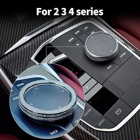 لسيارات BMW 2 3 4 Series I3 X3(2022-2023) G01 X4 G20 G21 F44 G42 G22 ملحقات غطاء حجر الراين الكريستالي اللامع، ديكور ماسي داخلي للسيارة متلألئ (فضي، مقبض الوسائط المتعددة) in Kuwait