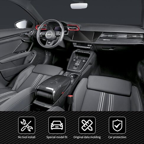 غطاء وعاء مقبض باب السيارة متوافق مع Audi A3 2021-2023، غطاء حماية طلاء درابزين الباب من ألياف الكربون لسيارة الهاتشباك، ملصق واقٍ لمقبض الباب ABS in Kuwait