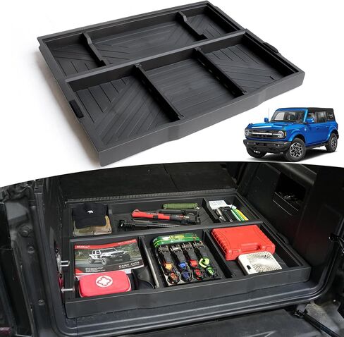 Trunk Hidden Storage Box Compatible with 2021–2025 Ford Bronco 4-Door, Bronco Under Cargo Floor Organizer with Modular Compartments,No-Drill Installation(Not for 2-Door/Sport) in Saudi Arabia