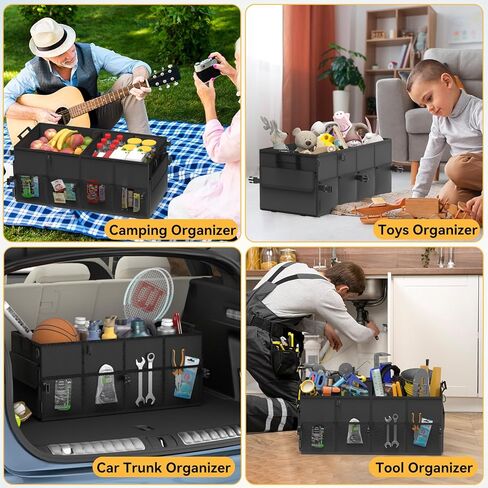 Car Trunk Organizer for SUV 60L Backseat Car Organizer Back Seat Large Storage Trunk Compartment Collapsible Car Caddy Heavy Duty Truck Storage Bin w/6 Pockets Adjustable Straps Cargo Van Jeep Sedan in Saudi Arabia