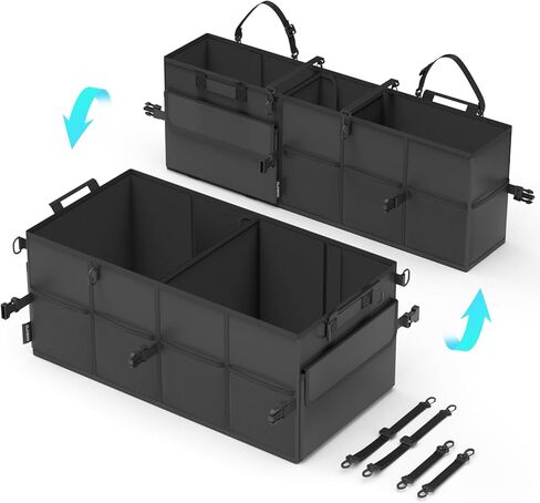 Car Trunk Organizer for SUV 60L Backseat Car Organizer Back Seat Large Storage Trunk Compartment Collapsible Car Caddy Heavy Duty Truck Storage Bin w/6 Pockets Adjustable Straps Cargo Van Jeep Sedan in Saudi Arabia
