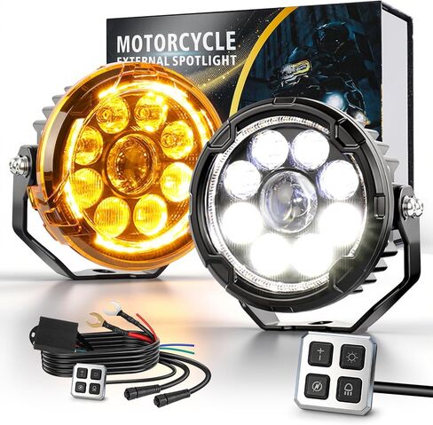 CO LIGHT 3.5 بوصة مصابيح ضباب للدراجات النارية مع شعاع كهرماني DRL Hi-Lo 9 أوضاع فلاش أضواء مساعدة للدراجات النارية IP68 مع قناع قابل للتبديل متوافق مع دراجات نارية ADV ATV UTV SUV in Kuwait