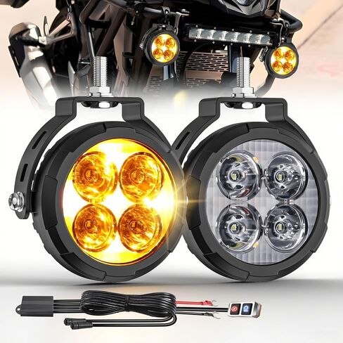 CO LIGHT 3.5 بوصة مصابيح ضباب للدراجات النارية مع شعاع كهرماني DRL Hi-Lo 9 أوضاع فلاش أضواء مساعدة للدراجات النارية IP68 مع قناع قابل للتبديل متوافق مع دراجات نارية ADV ATV UTV SUV in Kuwait