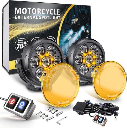 CO LIGHT 3.5 بوصة مصابيح ضباب للدراجات النارية مع شعاع كهرماني DRL Hi-Lo 9 أوضاع فلاش أضواء مساعدة للدراجات النارية IP68 مع قناع قابل للتبديل متوافق مع دراجات نارية ADV ATV UTV SUV in Kuwait