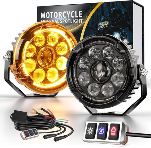 CO LIGHT 3.5 بوصة مصابيح ضباب للدراجات النارية مع شعاع كهرماني DRL Hi-Lo 9 أوضاع فلاش أضواء مساعدة للدراجات النارية IP68 مع قناع قابل للتبديل متوافق مع دراجات نارية ADV ATV UTV SUV in Kuwait
