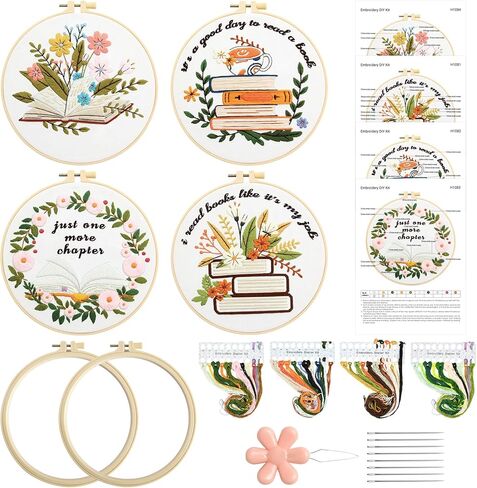 5 Sets Christmas Embroidery Kit for Beginners Adults, Embroidery Starter Kit Xmas Snow Patterns, Winter Embroidery Kit Cross Stitch Kits Includes Instruction Embroidery Hoops Color Threads Needles in Saudi Arabia