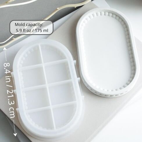 2PCS Silicone Tray Molds for Resin Casting – Round & Oval Beaded Edge Molds for Plaster, Concrete & Epoxy, DIY Jewelry Dish, Trinket Tray & Home Decor – Form Me in Saudi Arabia