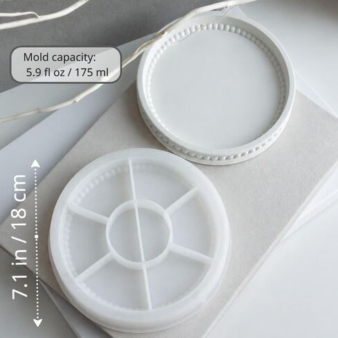 2PCS Silicone Tray Molds for Resin Casting – Round & Oval Beaded Edge Molds for Plaster, Concrete & Epoxy, DIY Jewelry Dish, Trinket Tray & Home Decor – Form Me in Saudi Arabia
