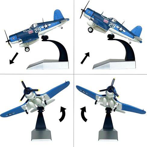 ترقية F4U Corsair نموذج طائرة 1/72 مقياس الحرب العالمية الثانية نموذج عسكري مقاتل معدني مع قاعدة حامل قابلة للتدوير F4U Corsair Kit للتجميع والهدايا in Kuwait