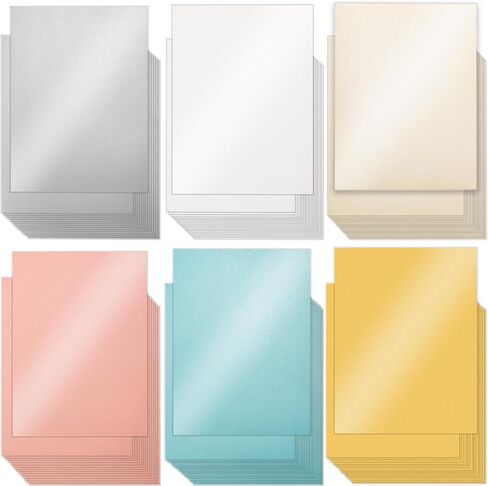 120 Sheets Shimmer Cardstock 8.5 x 11 Cardstock Paper, Thick Cardstock 90lb/250gsm Pearlescent Card Stock Printer Paper, Metallic Paper for Invitations, Certificates, Crafts, DIY Cards, 6 Colors in Saudi Arabia