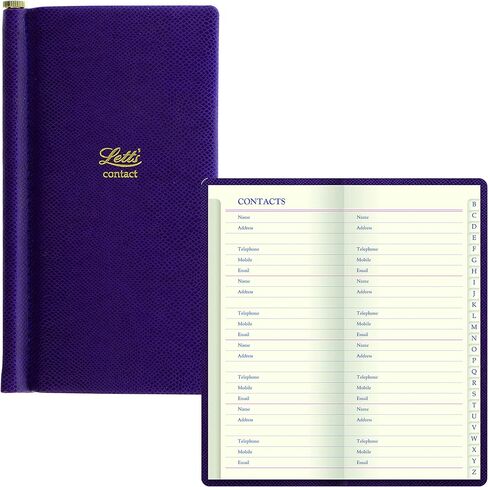 دفتر عناوين Let's Note Legacy Collection بحجم الجيب النحيف مع قلم ذهبي، مسطر، 160 صفحة، ورق كريمي، 5.75 بوصة × 2.75 بوصة، أرجواني (B090052) in Kuwait