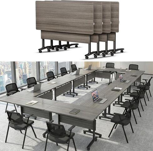 6 Pack Conference Table, Folding Conference Room Tables with Wheels,Modern Meeting Table,Flip Top Mobile Training Table for Office, Classroom in Saudi Arabia