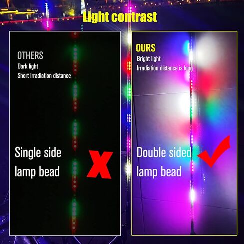 2 قطعة أضواء سوط LED، 3.4FT RGB 270 درجة ضوء سوط LED تلقائي لـ ATV UTV RZR على الطرق الوعرة شاحنة قارب Can-am، DC12V. in Kuwait