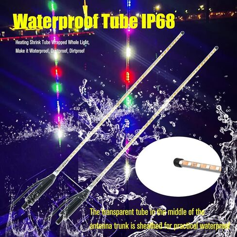 2 قطعة أضواء سوط LED، 3.4FT RGB 270 درجة ضوء سوط LED تلقائي لـ ATV UTV RZR على الطرق الوعرة شاحنة قارب Can-am، DC12V. in Kuwait