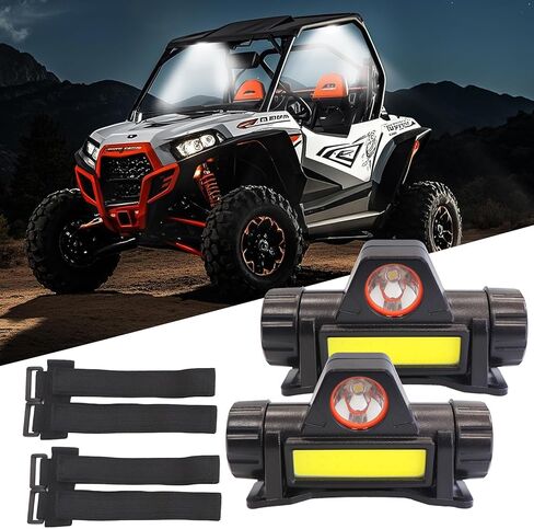 مصابيح داخلية UTV مغناطيسية قابلة لإعادة الشحن من النوع C من Tavaray UTV متوافقة مع Polaris RZR ATV Can-Am Golf Cart Boat على الطرق الوعرة للعمل على الطرق الوعرة بطول 1.75 بوصة - 2.35 بوصة، مصابيح داخلية لتثبيت القفص على شكل قفص، قطعتان in Saudi Arabia