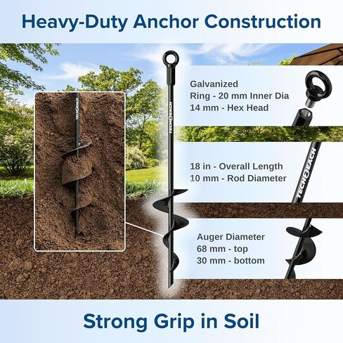 Ground Anchors Screw in Kit with Ratchet Straps (18" 24" 30", 3/4 Pack) - Fully Welded Heavy Duty Earth Anchor - Spiral Tie Down Stake for Shed RV Awning Tent Swing Set - Auger Trampoline Stakes in Saudi Arabia