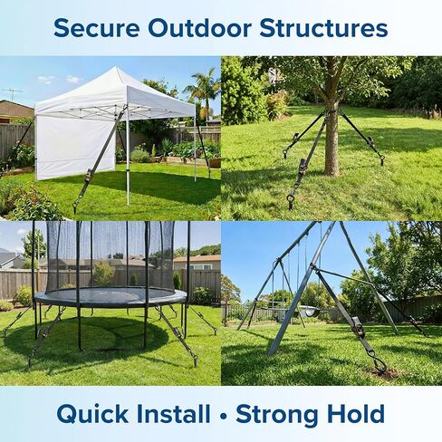 Ground Anchors Screw in Kit with Ratchet Straps (18" 24" 30", 3/4 Pack) - Fully Welded Heavy Duty Earth Anchor - Spiral Tie Down Stake for Shed RV Awning Tent Swing Set - Auger Trampoline Stakes in Saudi Arabia