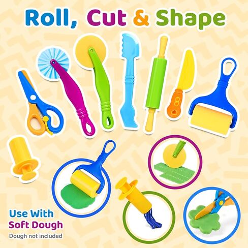 Playdough Tools Sets for Kids, 35Pcs Clay and Dough Tools Accessories Set with Silicone Mat & Storage Box, 3D Dino Molds, Animal Cutters, Dough Extruder, Rolling Pins for Educational Play Activities in Saudi Arabia