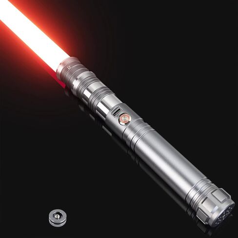 RGB Light Saber 12 لونًا متغيرًا، 4 خطوط صوت/مقبض معدني، يدعم المبارزة الثقيلة، سيف ضوئي قابل للتعديل بحجم للبالغين مع أداة لعبة عجلة تحويل - ذهبي in Kuwait