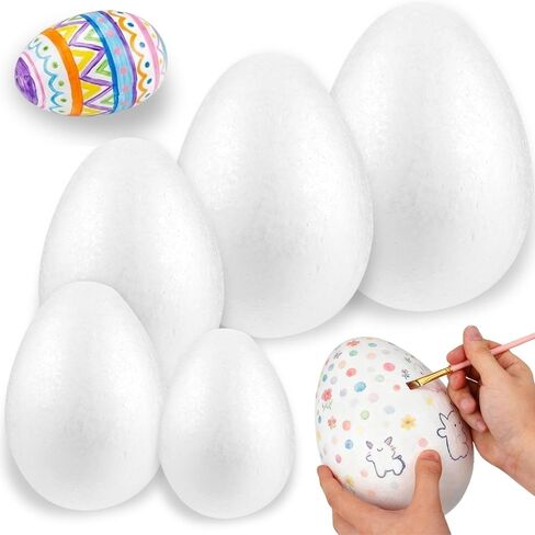 2 Pcs Jumbo White Foam Eggs for Crafts, Atarvana 7.9 Large Polystyrene Easter Eggs, Smooth DIY Painting Eggs for Floral Arrangements, Holiday Decor, Centerpieces & Art Projects in Saudi Arabia