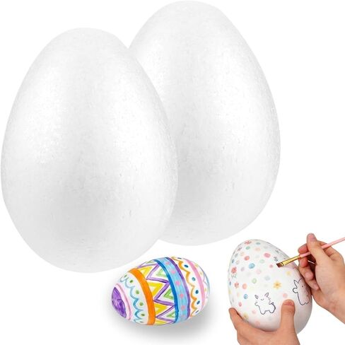 2 Pcs Jumbo White Foam Eggs for Crafts, Atarvana 7.9 Large Polystyrene Easter Eggs, Smooth DIY Painting Eggs for Floral Arrangements, Holiday Decor, Centerpieces & Art Projects in Saudi Arabia