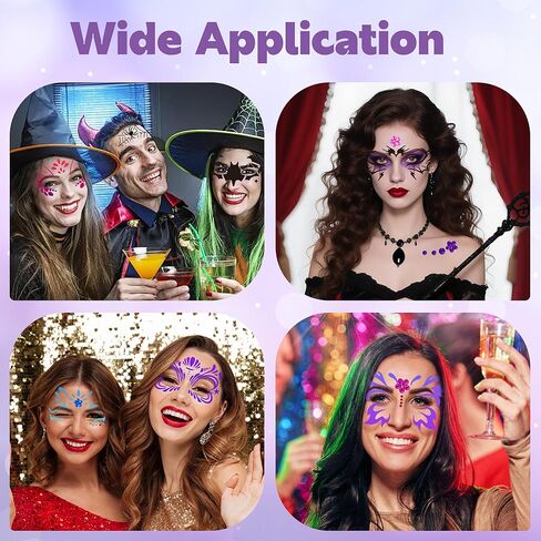 58PCS Face Painting Kit, Includes 36 Reusable Facial Painting Stencils, 8 Sheets Tattoo Templates Stickers, 4 Sheets Gem Stickers, 10 Brushes for Halloween DIY Body Art Makeup Party in Saudi Arabia