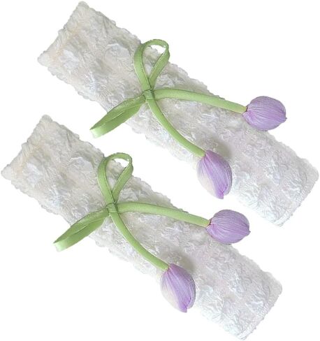 2PCS Car Seat Belt Cover, Cute Flower Soft Comfortable Vehicle Seat Strap Shoulder Pad, Floral Auto Interior Seatbelt Harness Mat Cushion for Women Girls, Universal for Vehicles (Purple) in Saudi Arabia