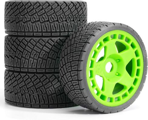 مجموعة إطارات العجلات وإطارات الشوارع الملصقة مسبقًا لسيارة RC 1/7 1/8، تناسب مخالفة/جناية ARRMA، MJX 7303، KM C3، مطاط 100 × 40 مم، سداسي 17 مم، إدراج EVA، 4 قطع، أخضر in Kuwait