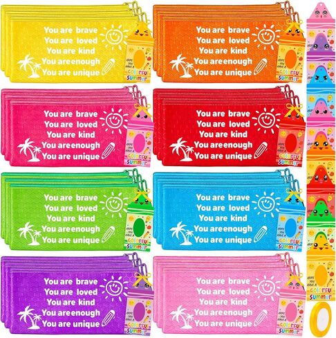 24 Sets 2026 End of Year Student Gifts from Teacher - Motivational Rainbow Pencils Pouches Bulk with Crayon Cards and Ribbons for Summer Gifts Supplies,Classroom Rewards,Party Favor in Saudi Arabia