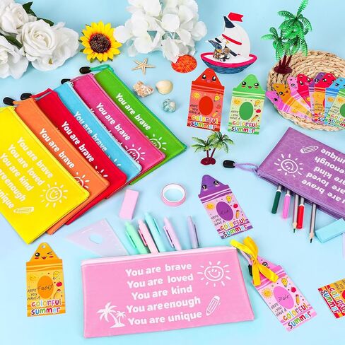 24 Sets 2026 End of Year Student Gifts from Teacher - Motivational Rainbow Pencils Pouches Bulk with Crayon Cards and Ribbons for Summer Gifts Supplies,Classroom Rewards,Party Favor in Saudi Arabia