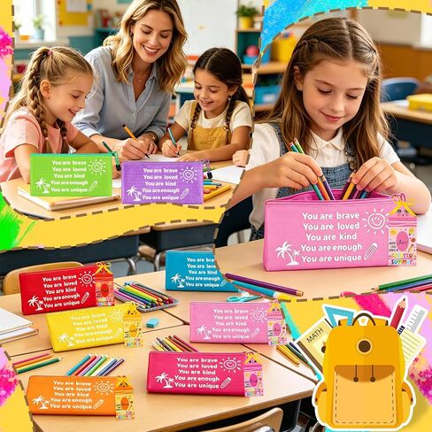 24 Sets 2026 End of Year Student Gifts from Teacher - Motivational Rainbow Pencils Pouches Bulk with Crayon Cards and Ribbons for Summer Gifts Supplies,Classroom Rewards,Party Favor in Saudi Arabia
